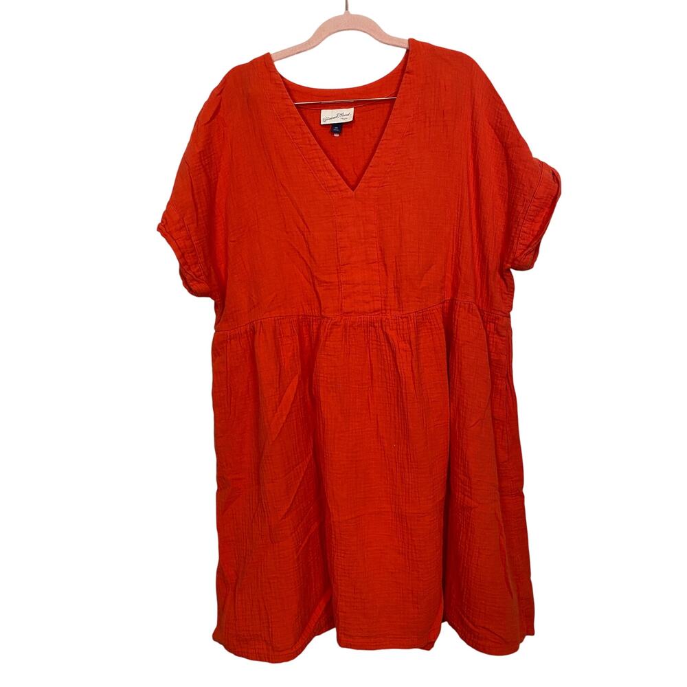Universal Thread Woman Orange Cotton Knee Length Sheath Dress Pockets XXL
